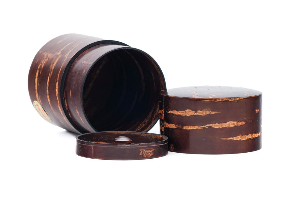 Japanese Chazutsu - Kabazaiku Wooden Cherry Bark Tea Canister