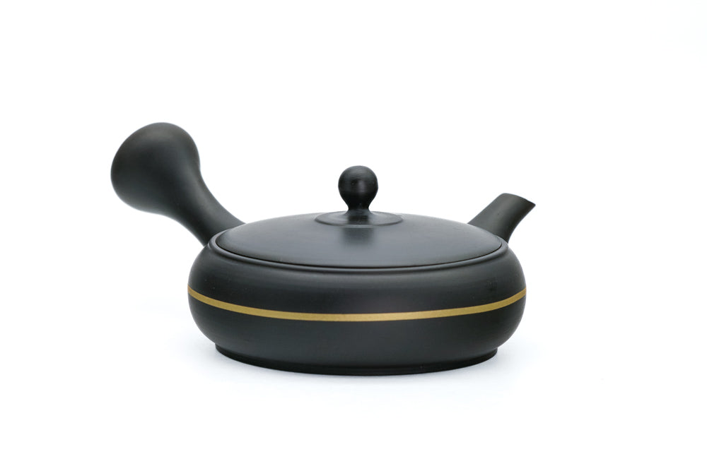 Gold Stripe Flat Tokoname Teapot - 175ml