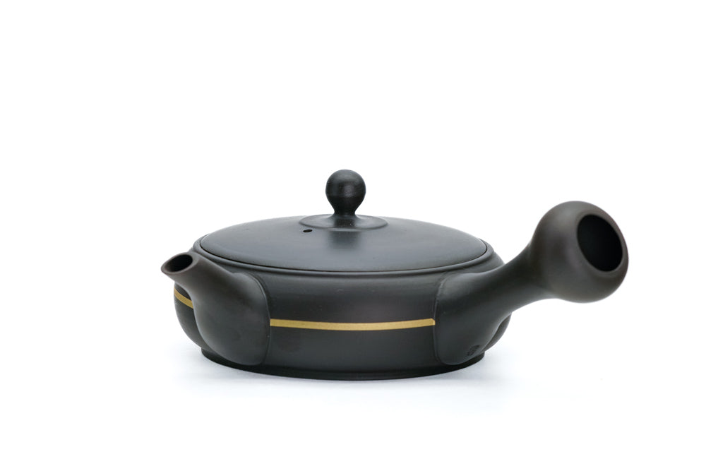 Gold Stripe Flat Tokoname Teapot - 175ml
