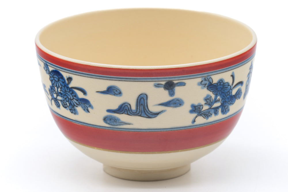 Japanese Matcha Bowl - Floral Traditional Kyo-yaki Chawan - 400ml