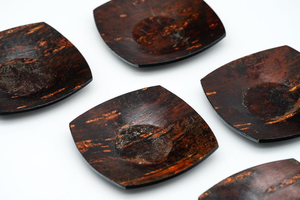 Japanese Chataku - Set of 5 Cherry Bark Tea Saucers