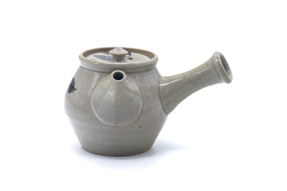 Japanese Kyusu - Painted Grey Ceramic Teapot - 400ml