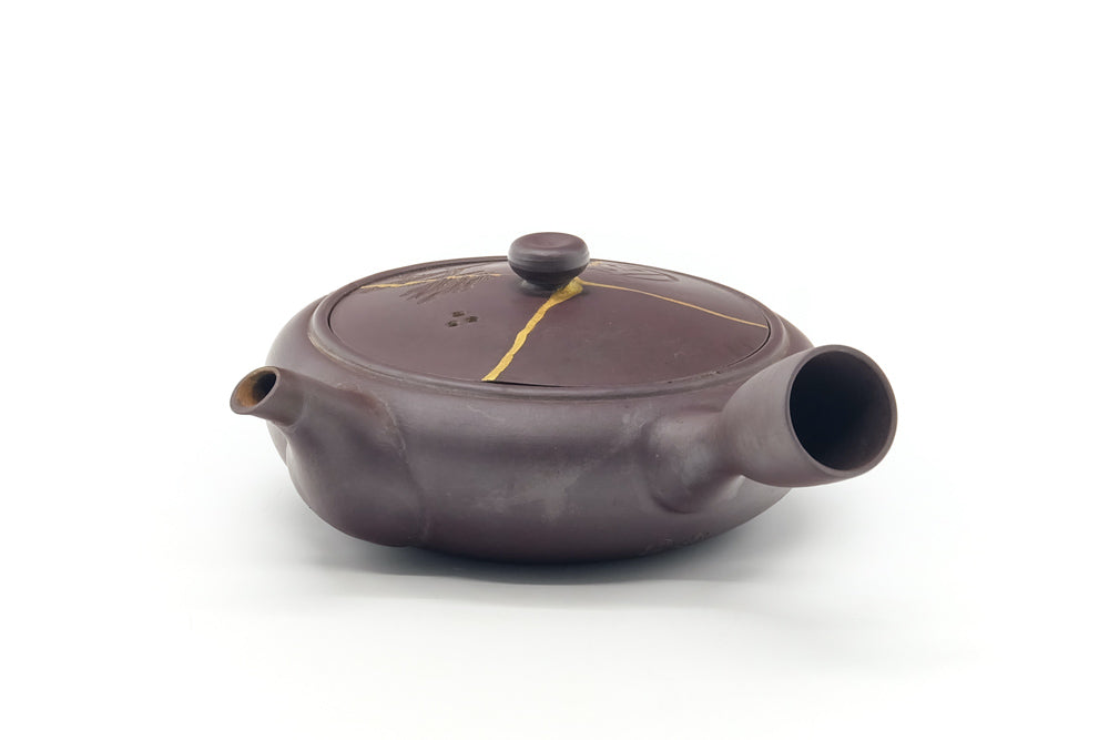 Japanese Kyusu - Engraved Banko-yaki Kintsugi Teapot - 220ml