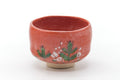 Japanese Matcha Bowl - Floral Red Raku-yaki Chawan - 400ml