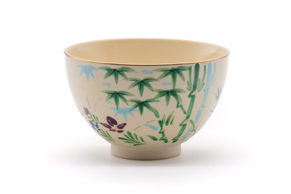 Japanese Matcha Bowl - Bamboo Floral Kyo Chawan - 400ml