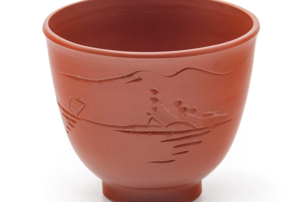 Japanese Teacup - Engraved Mountainous Tokoname Yunomi - 85ml