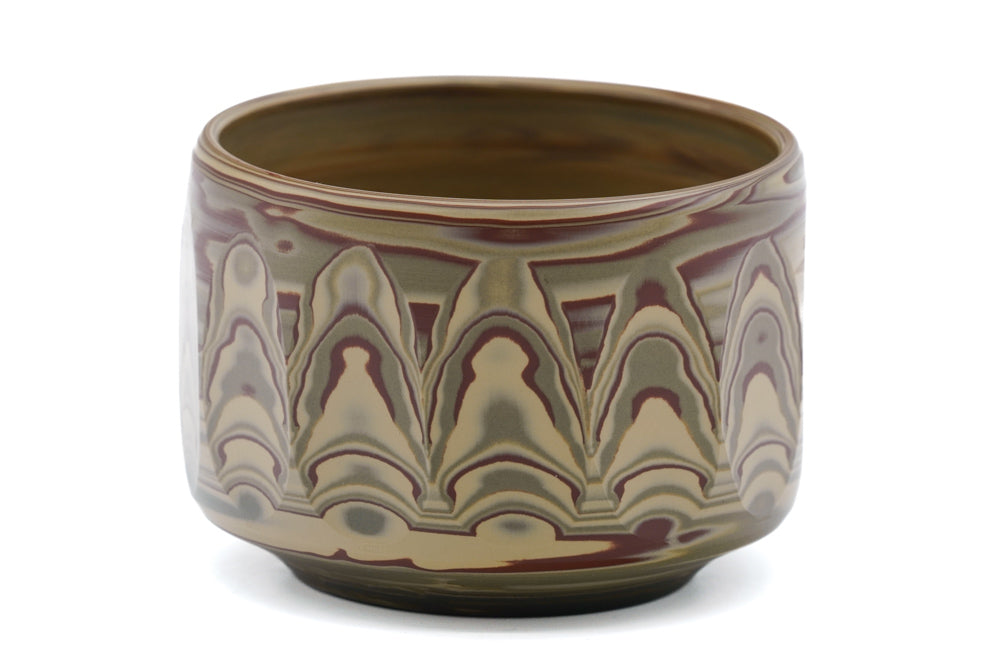 Japanese Teacup - Faceted Nerikomi Tokoname Yunomi - 120ml