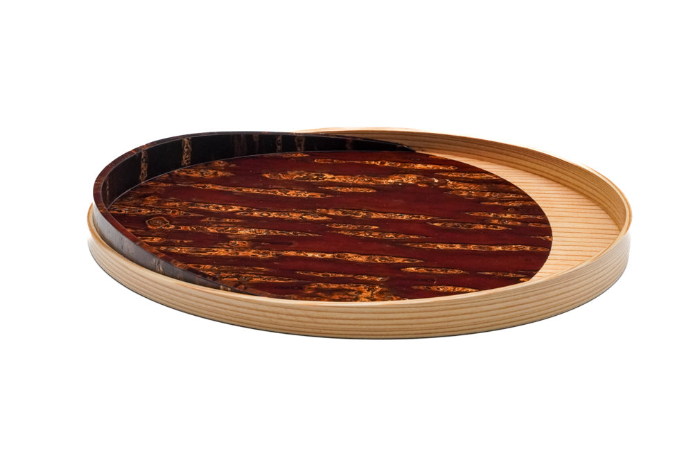 Ōdate Magewappa Kabazaiku Overlay Bon - Wooden Cherry Bark Tray