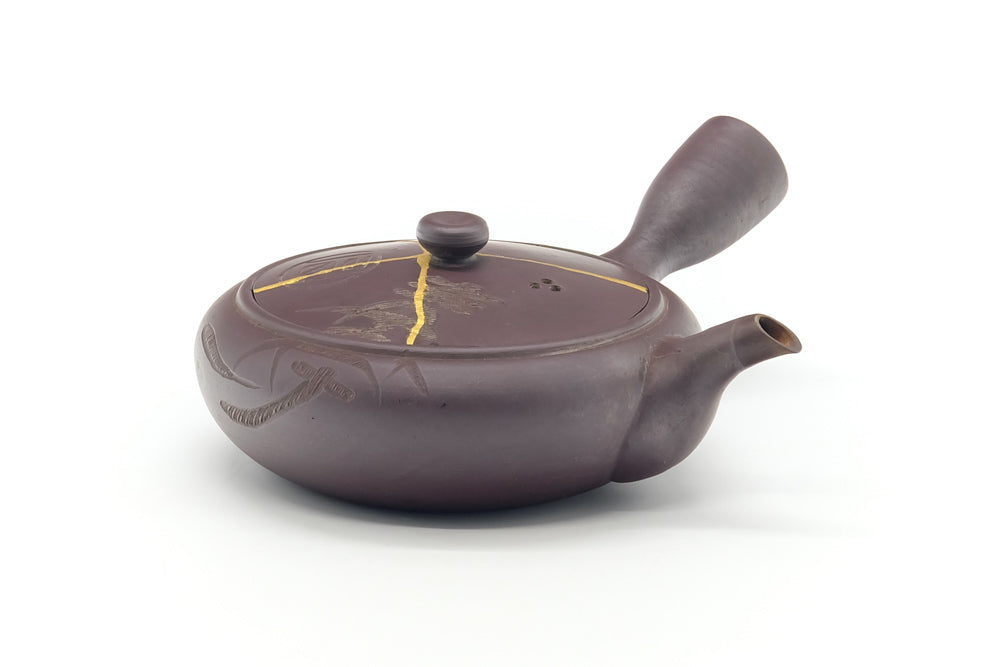 Japanese Kyusu - Engraved Banko-yaki Kintsugi Teapot - 220ml