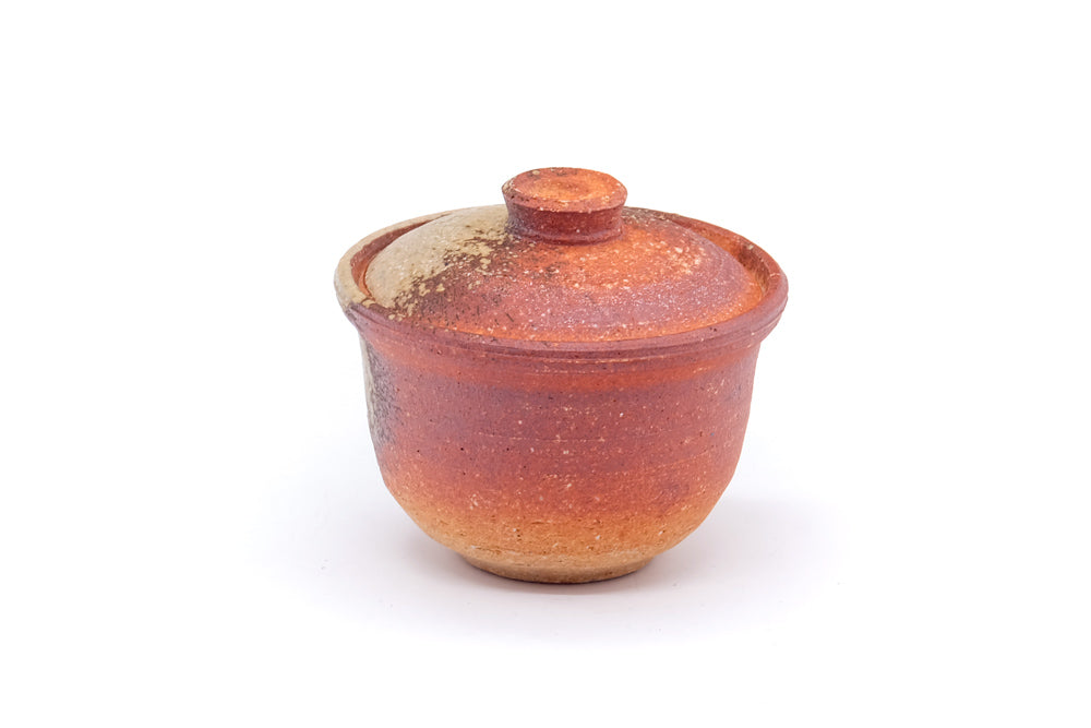 Japanese Tea Set - Shigaraki-yaki Houhin Teapot, Katakuchi Water Cooler, and 3 Yunomi Teacups