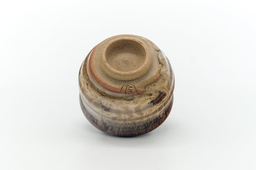 Japanese Teacup - Beige Brown Drip-Glazed Guinomi - 35ml