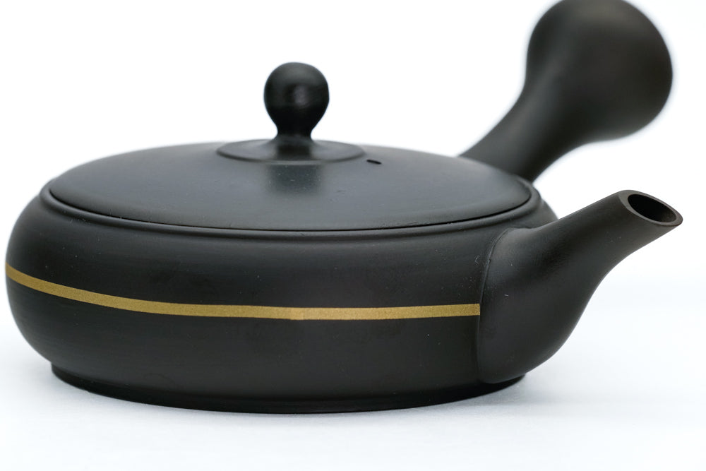 Gold Stripe Flat Tokoname Teapot - 175ml