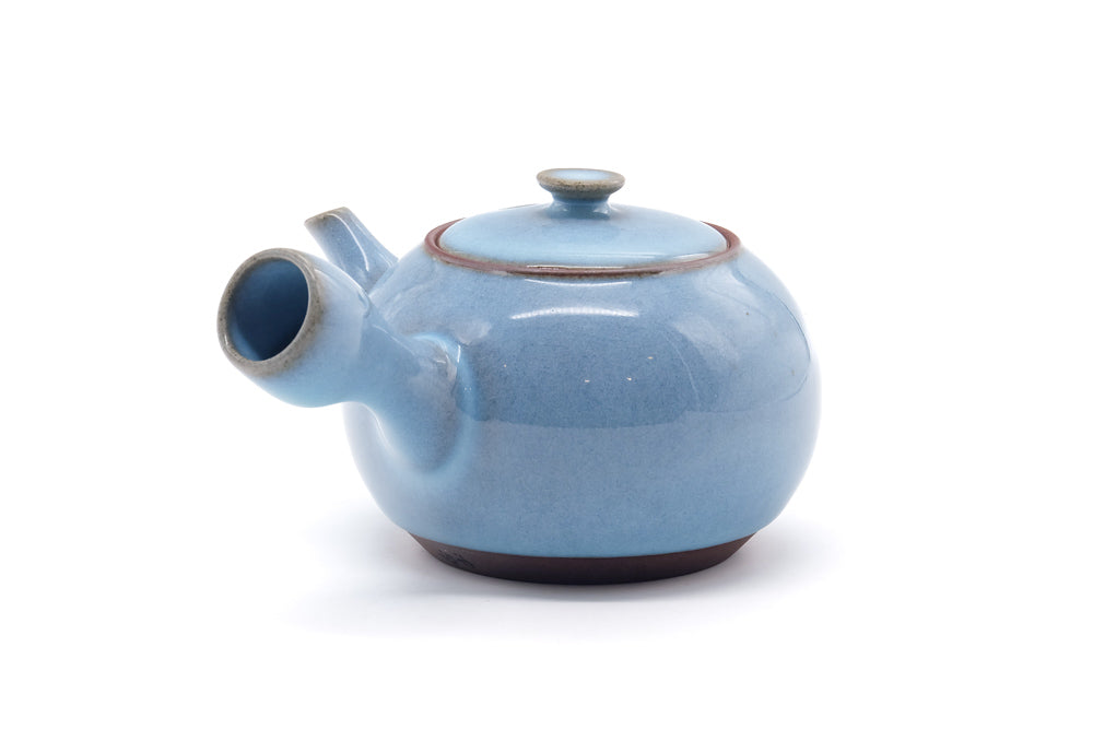 Japanese Kyusu - Blue Glazed Ceramic Teapot - 175ml