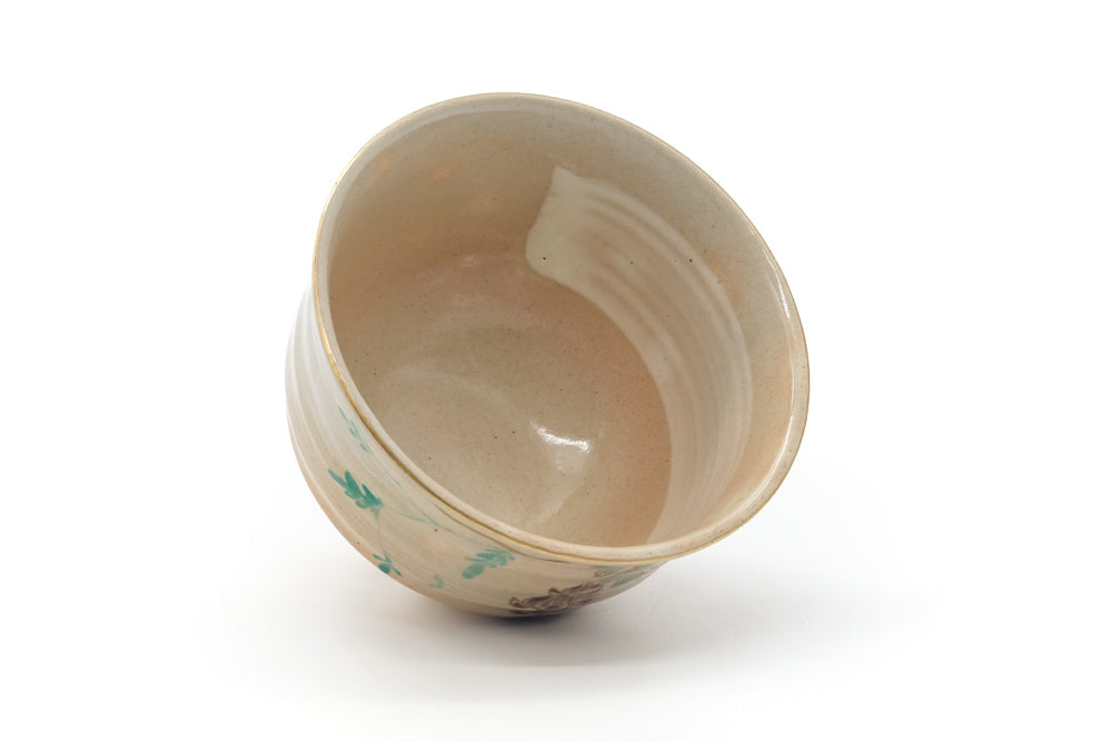 Japanese Matcha Bowl - Floral Hakeme Chawan