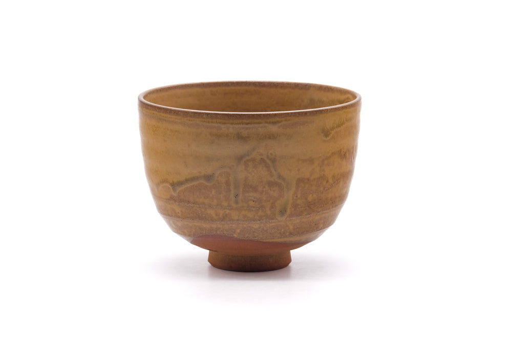 Japanese Matcha Bowl - Mottled Yellow Drip-Glazed Chawan - 400ml