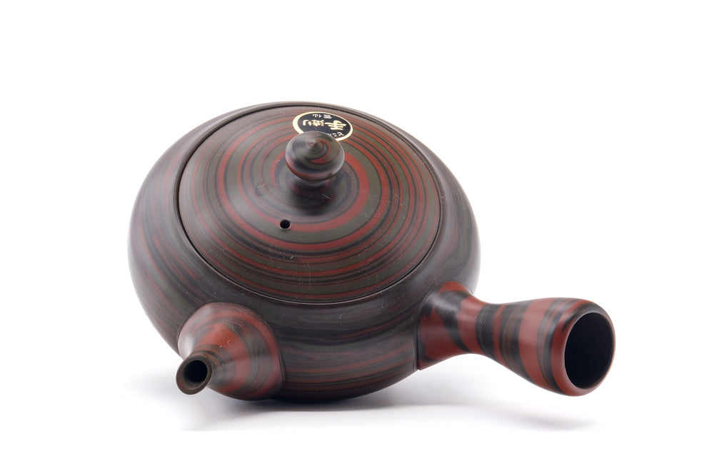 Japanese Kyusu - 雲仙窯 Unzen Kiln - Red Green Nerikomi Tokoname-yaki Teapot - 260ml