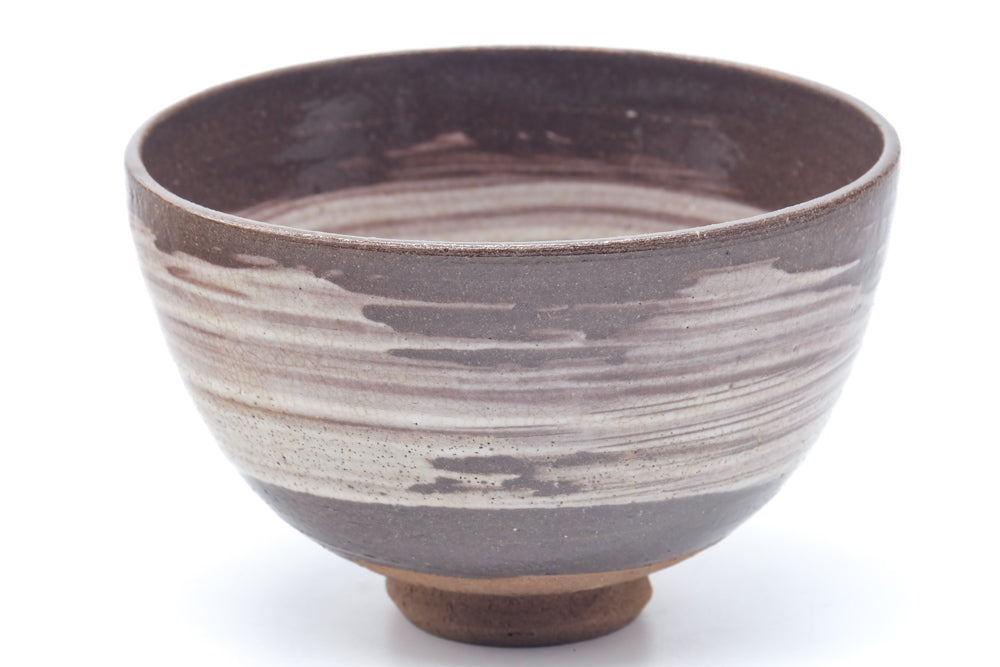 Japanese Matcha Bowl - Wan-nari White Hakeme Glazed Chawan