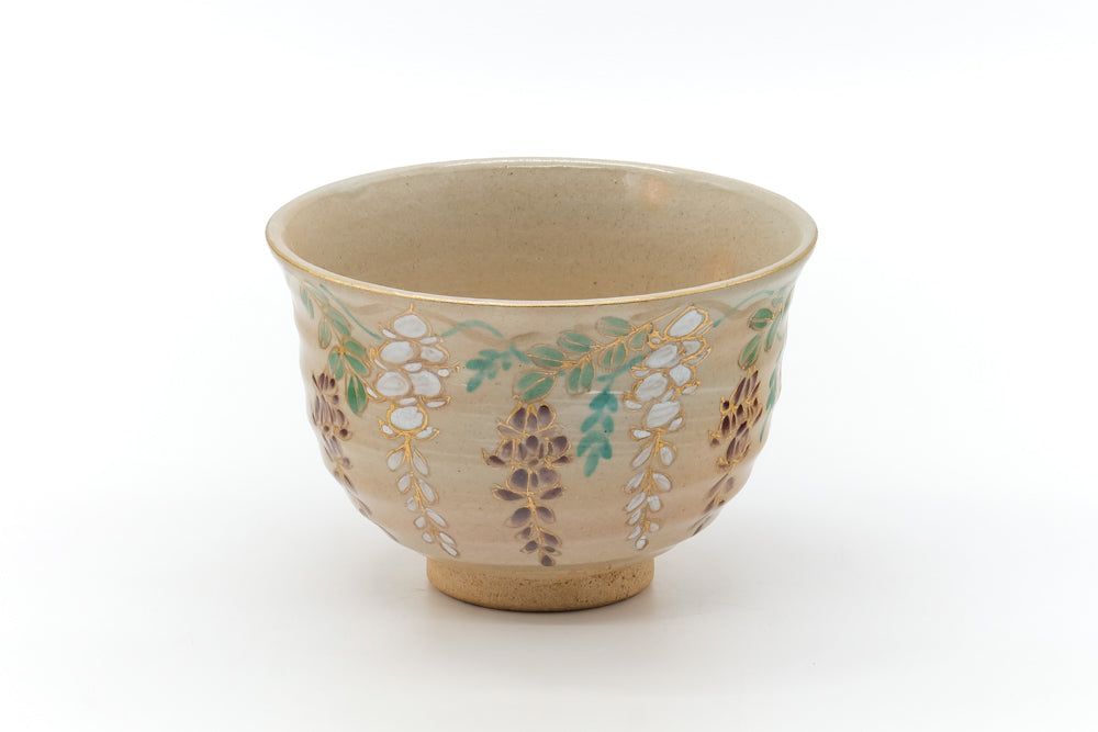Japanese Matcha Bowl - Floral Hakeme Chawan