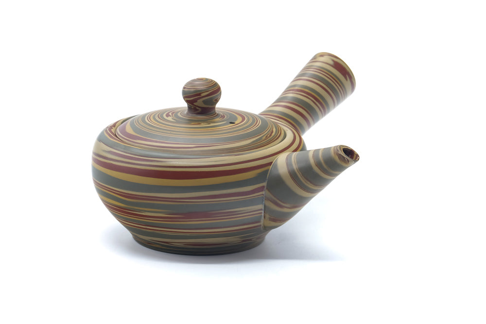 Japanese Kyusu - Yellow Green Nerikomi Tokoname Teapot - 200ml