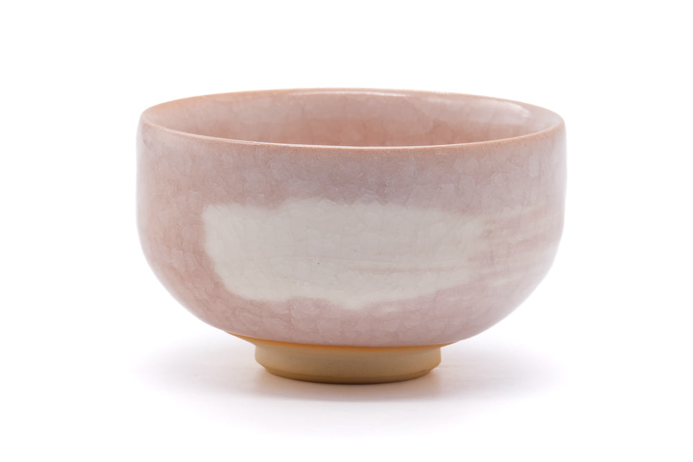 Japanese Matcha Bowl - Pink Snowflake Glazed Kiyomizu Chawan - 450ml