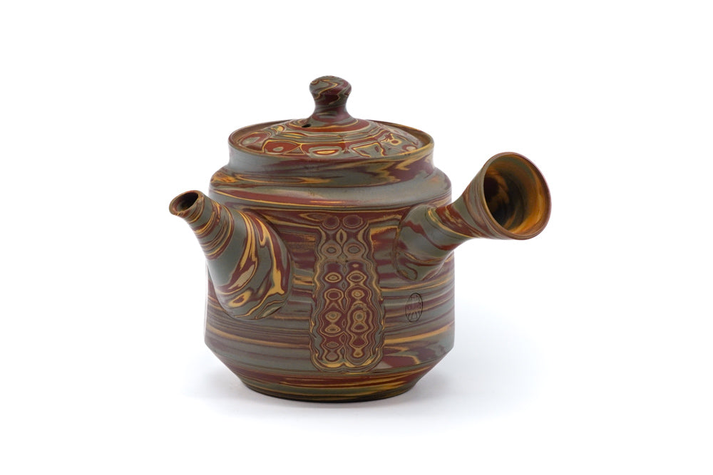 Japanese Kyusu - Faceted Nerikomi Tokoname Teapot - 250ml