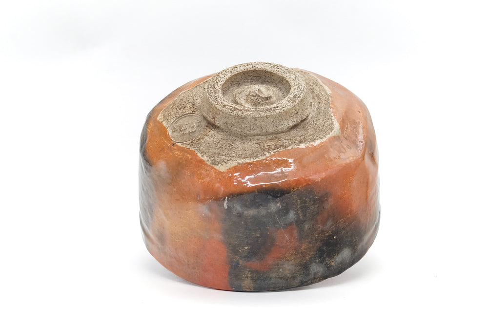Japanese Matcha Bowl - Vintage Black Red Raku-yaki Chawan - 300ml