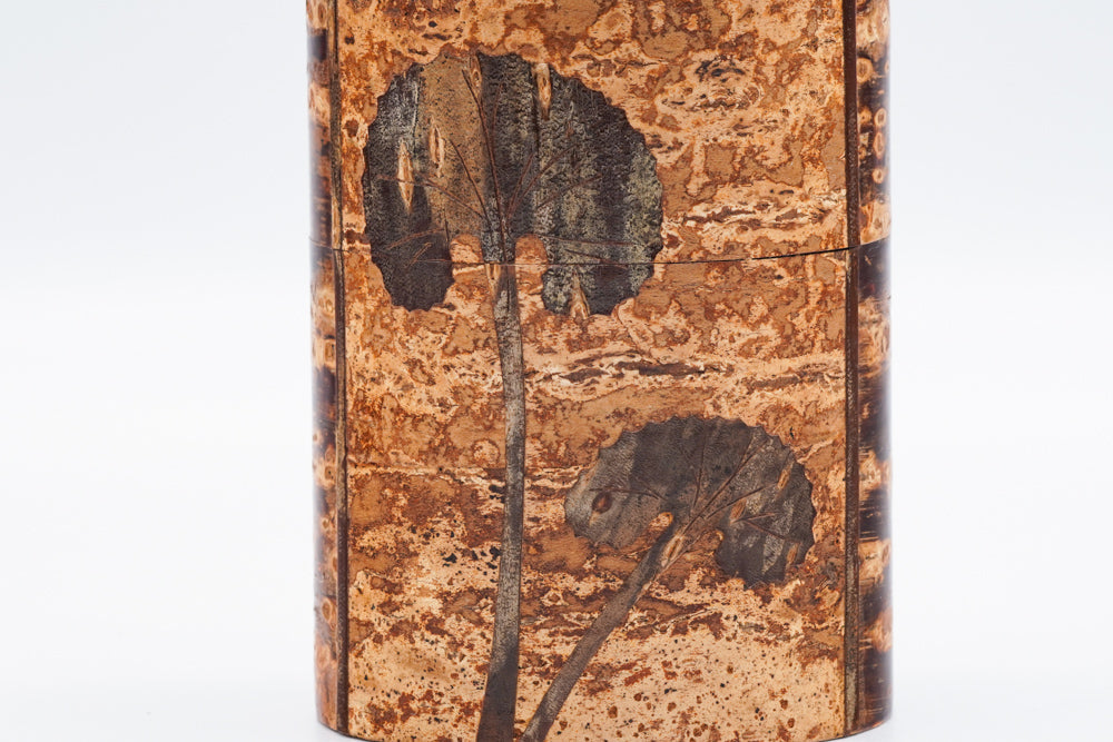 Japanese Chazutsu - Kabazaiku Fuki Leaves Cherry Bark Veneered Tea Canister