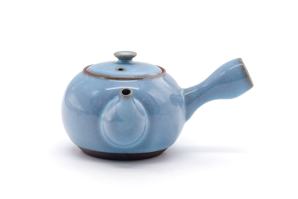 Japanese Kyusu - Blue Glazed Ceramic Teapot - 175ml