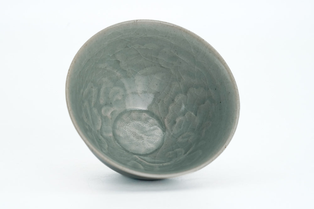 Celadon Peony Leaves Kumidashi Teacup - 80ml
