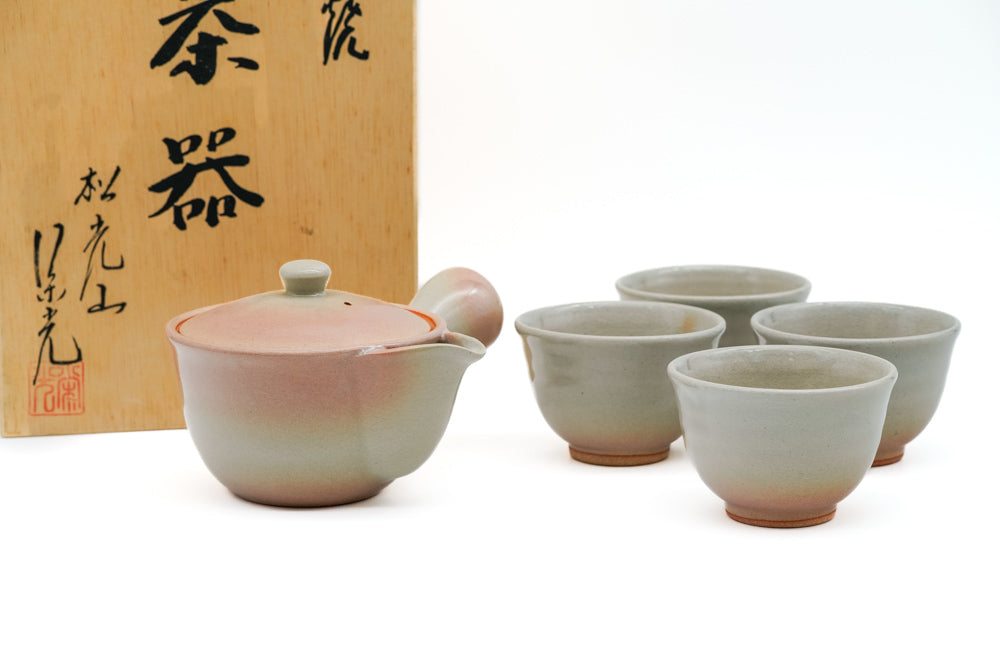 Japanese Tea Set - Vintage Hagi Kyusu with 4 Yunomi