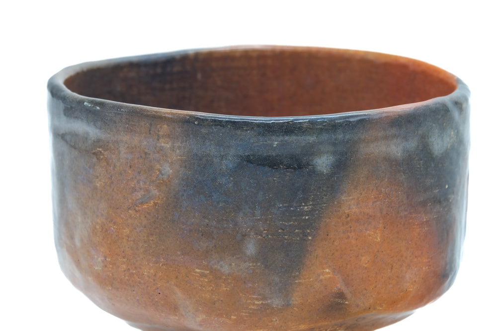 Japanese Matcha Bowl - Vintage Black Red Raku-yaki Chawan - 300ml