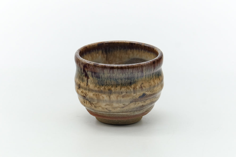 Japanese Teacup - Beige Brown Drip-Glazed Guinomi - 35ml
