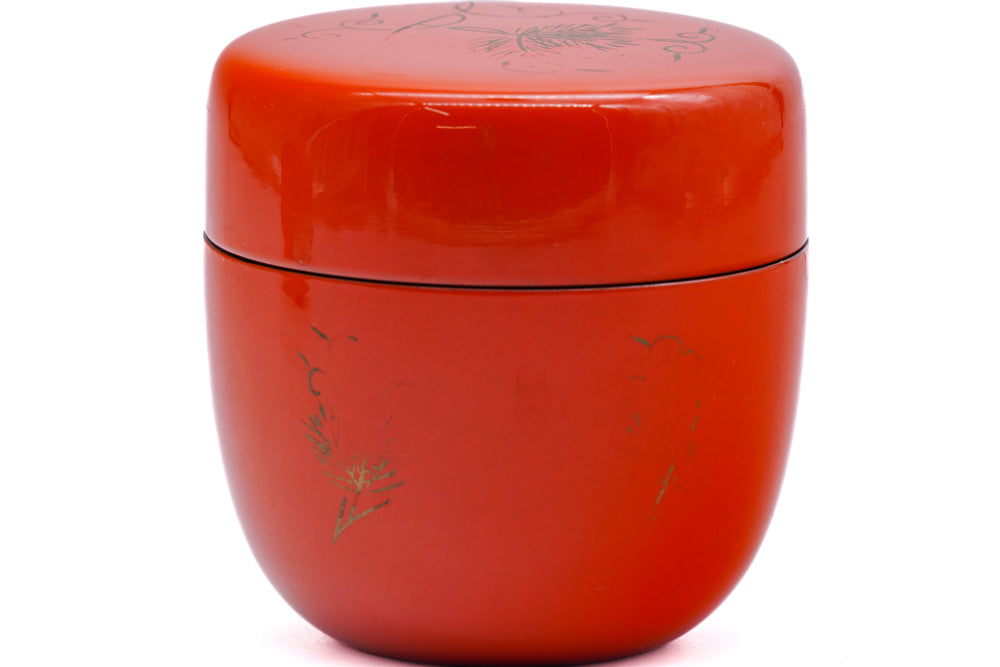 Japanese Natsume - Orange Black Lacquer Matcha Tea Caddy