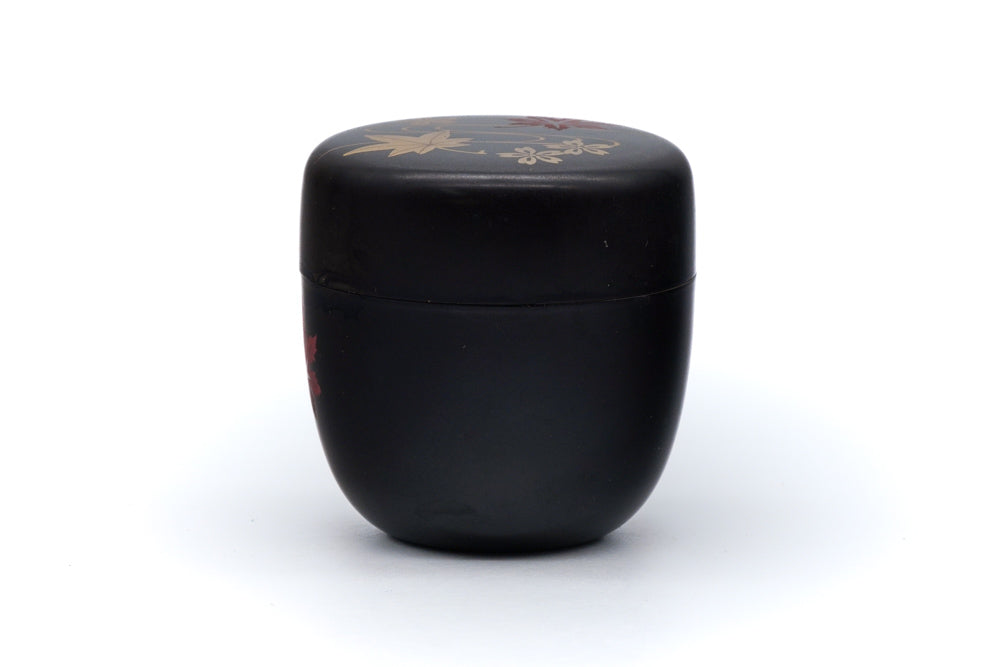 Japanese Natsume - Gold Momiji Black Lacquer Matcha Tea Caddy