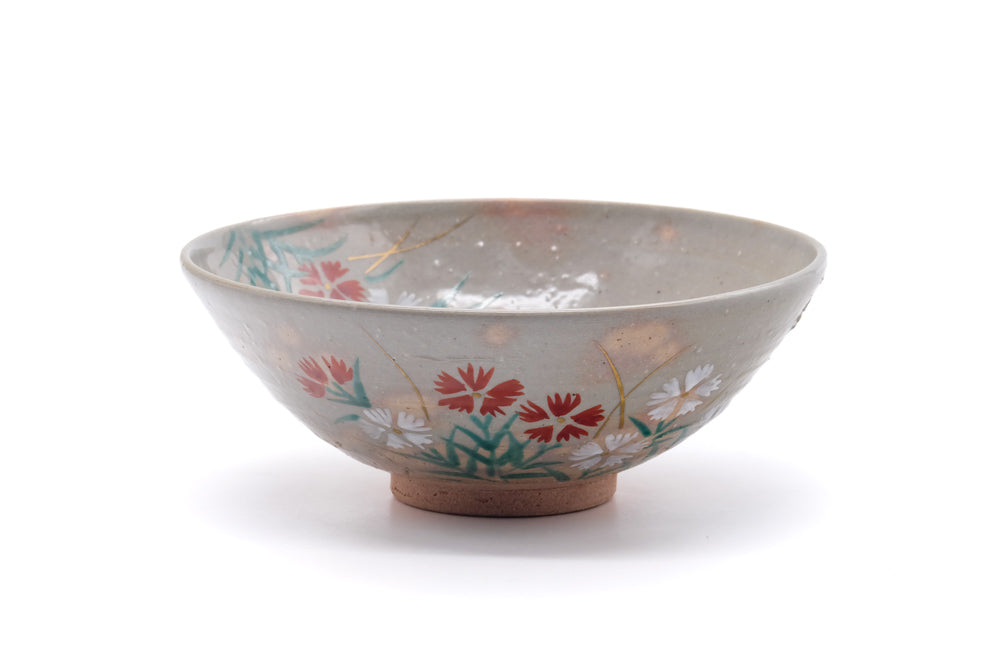 Japanese Matcha Bowl - Floral Hagi Hira-gata Chawan - 150ml