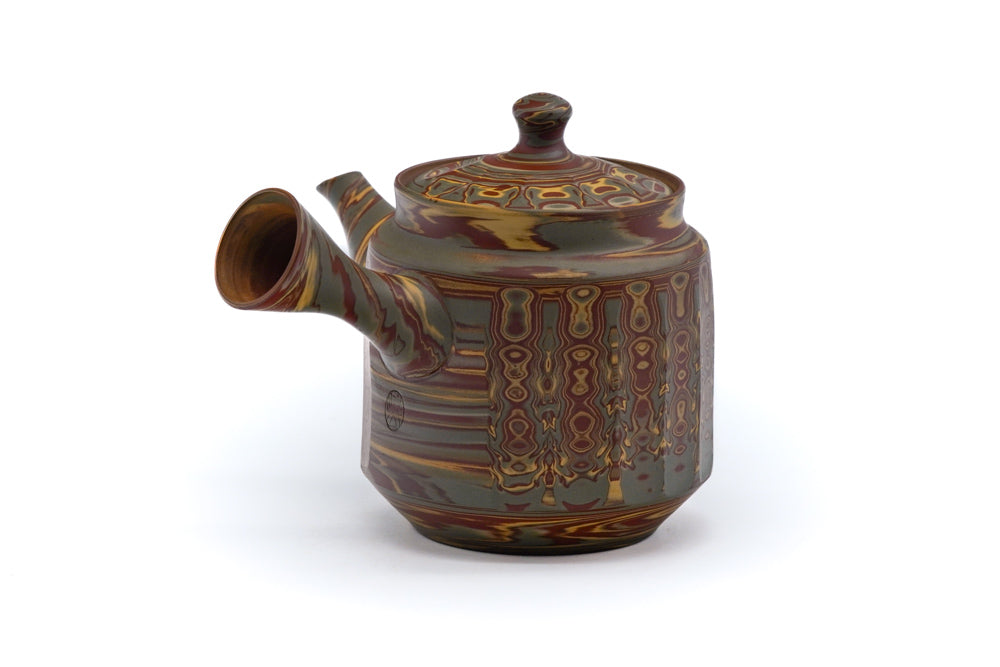 Japanese Kyusu - Faceted Nerikomi Tokoname Teapot - 250ml