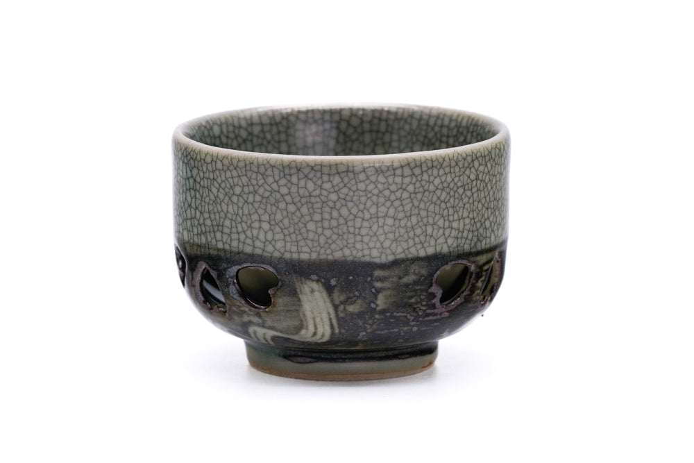 Double-walled Obori Soma-yaki Celadon Sencha Cup - 90ml