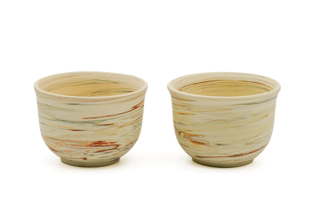 White Marbled Nerikomi Tokoname Tea Set