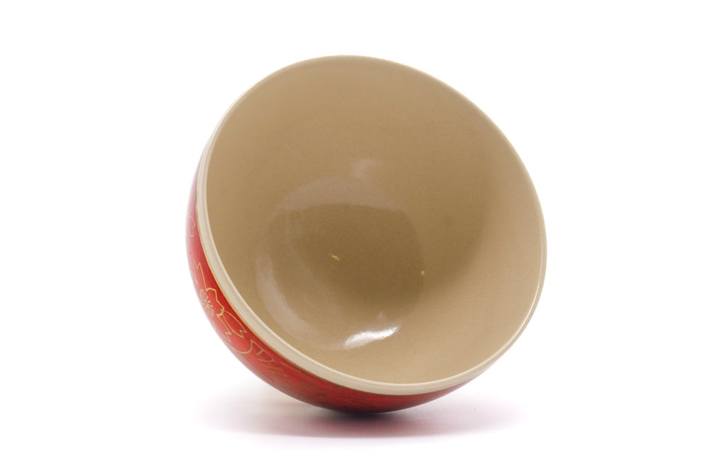 Japanese Matcha Bowl - Red Gold Momiji Kyo Chawan - 400ml