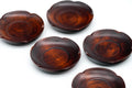 Japanese Chataku - Set of 5 Carved Floral Wooden Tea Saucers
