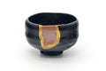 Japanese Matcha Bowl - Black Red Raku-yaki Kintsugi Chawan - 450ml