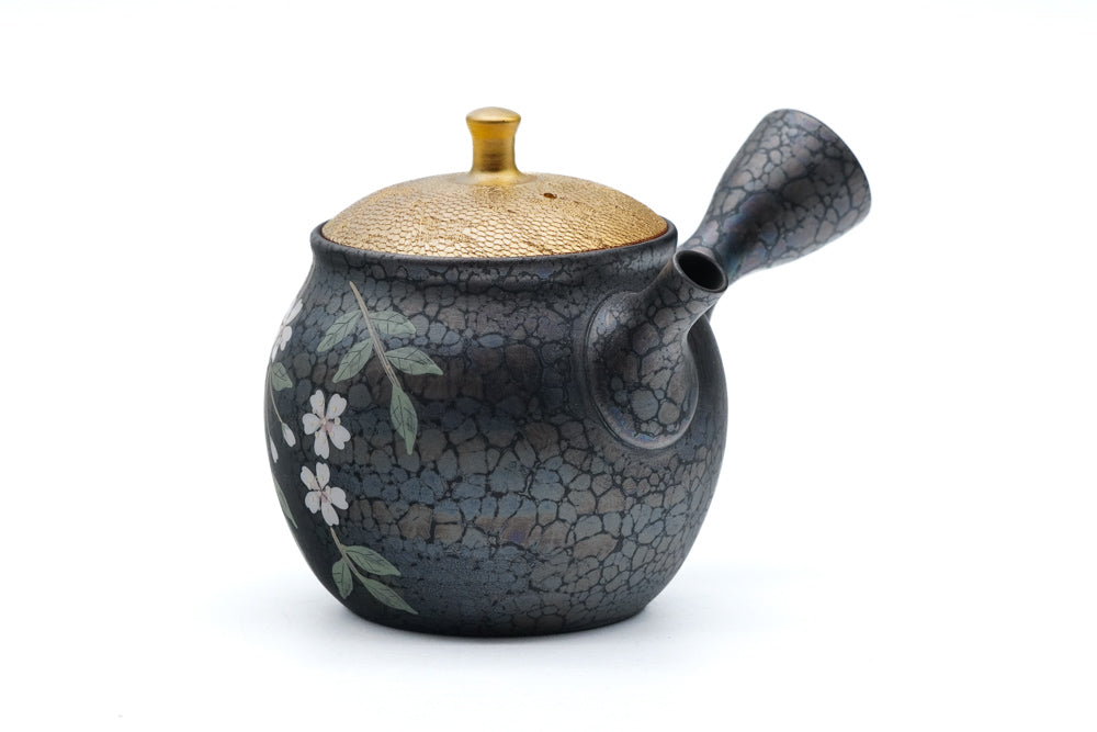 Plum Blossom Gold Tenmoku Tokoname Teapot - 160ml
