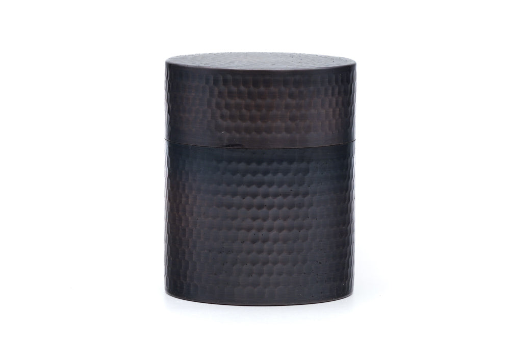 Japanese Chazutsu - Large Vintage Hammered Metal Tea Canister