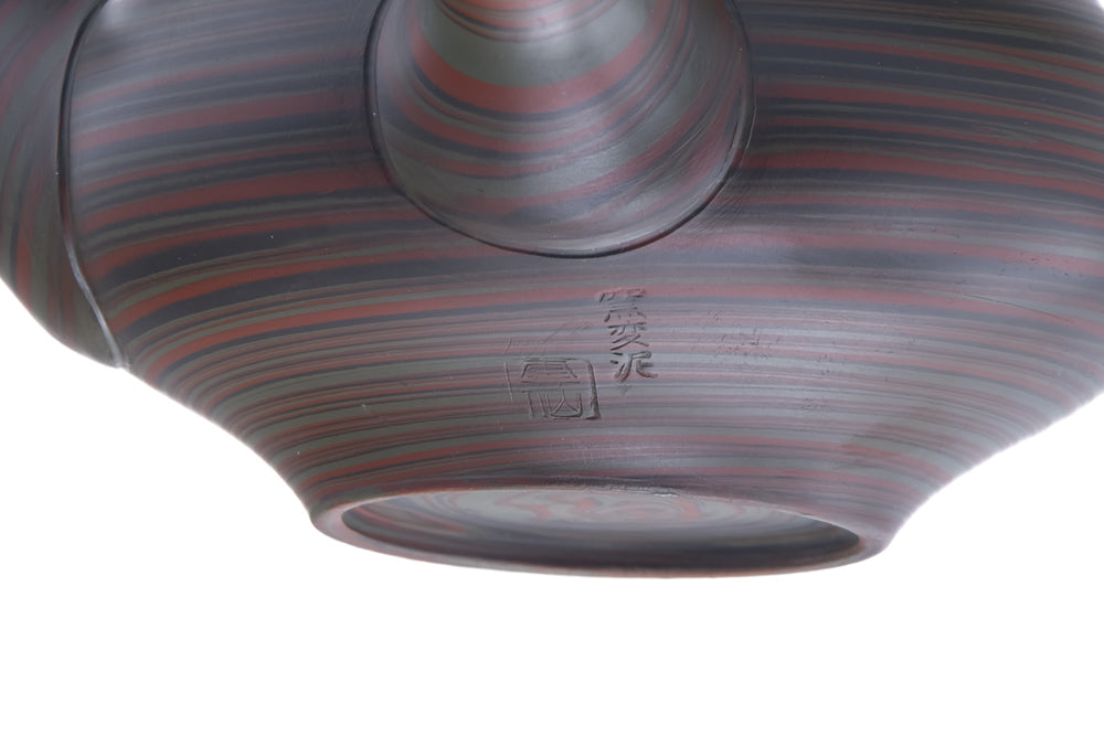 Japanese Kyusu - 雲仙窯 Unzen Kiln - Green Nerikomi Tokoname-yaki Teapot - 260ml