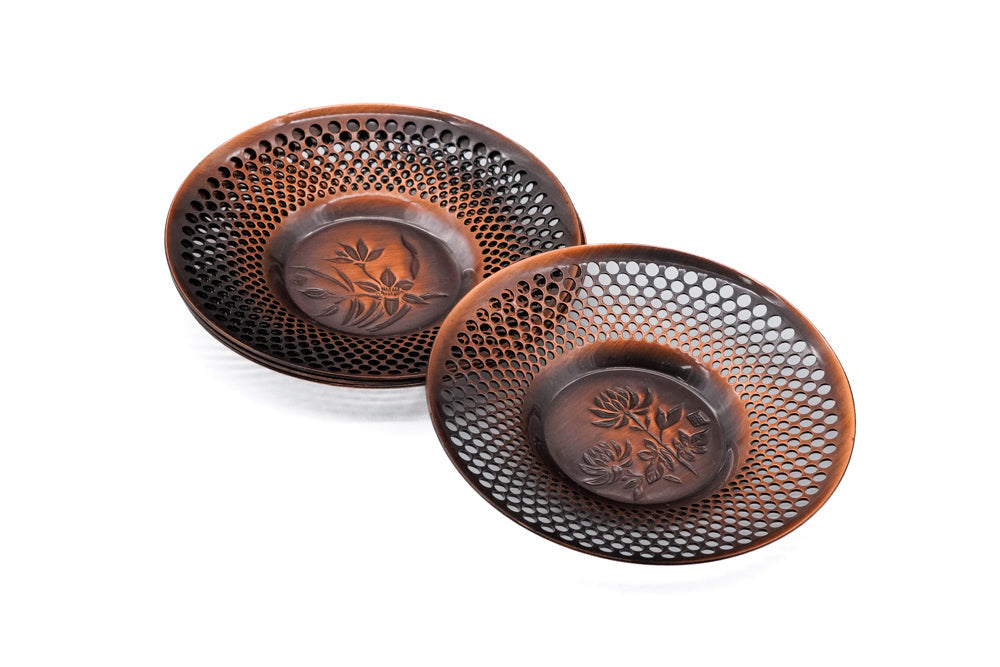 Japanese Chataku - Set of 4 Unique Metal Tea Saucers
