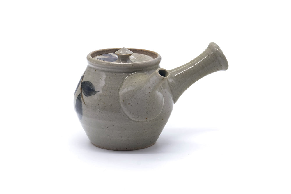 Japanese Kyusu - Painted Grey Ceramic Teapot - 400ml