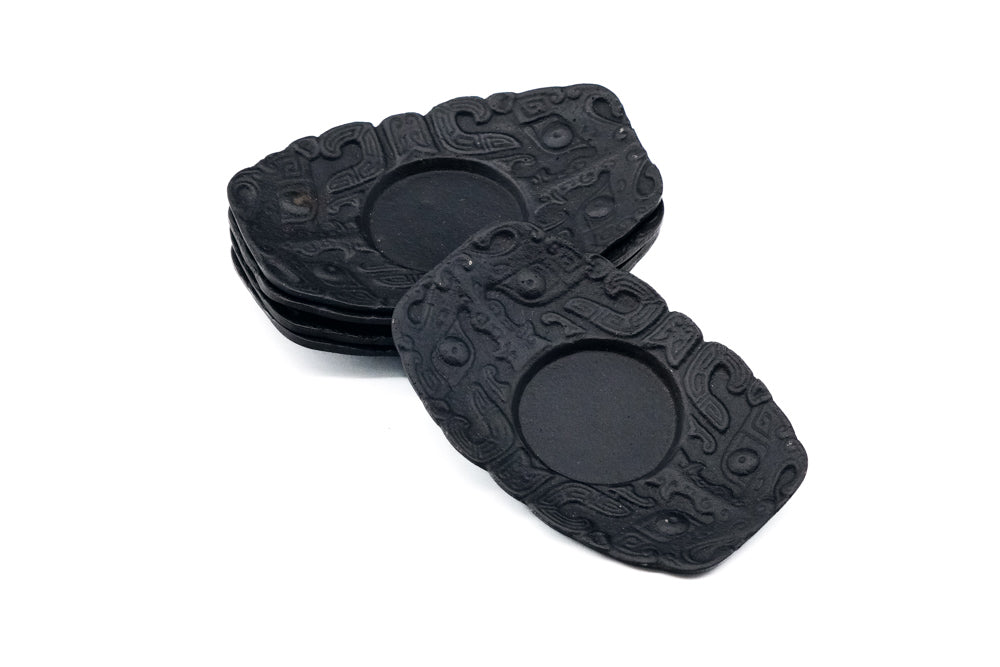 Japanese Chataku - Set of 5 Cast Iron Tea Saucers