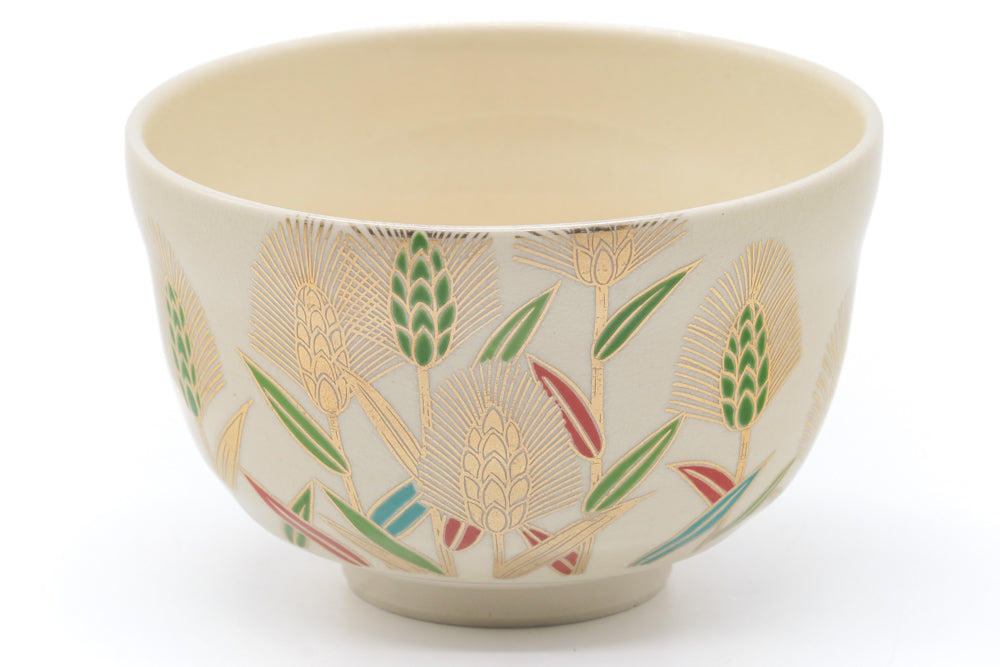 Japanese Matcha Bowl - Beige Gold Wheat Kyo-yaki Chawan  - 400ml