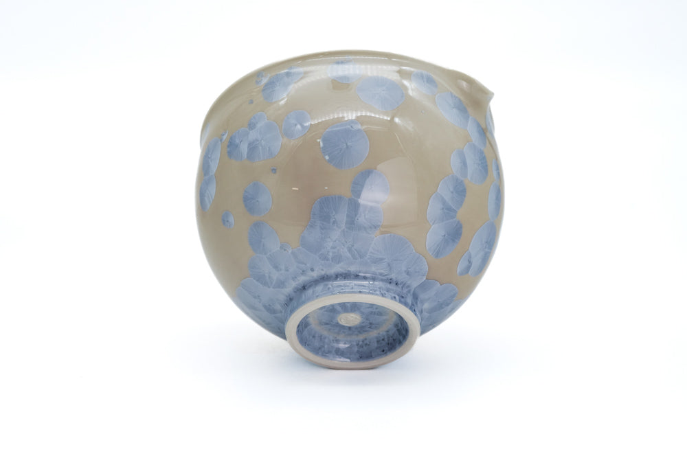 Icy Blue Hanakessho Crystal Glaze Spouted Matcha Bowl