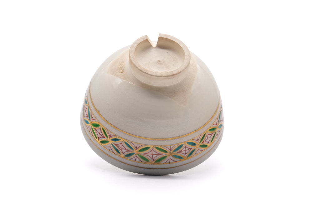 Japanese Matcha Bowl - 七宝 Shippō Striped Kyo Chawan - 400ml